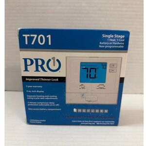 PRO T701 Single Stage Non Programmable Thermostat 1 Heat 1 Cool Battery/Hardwire